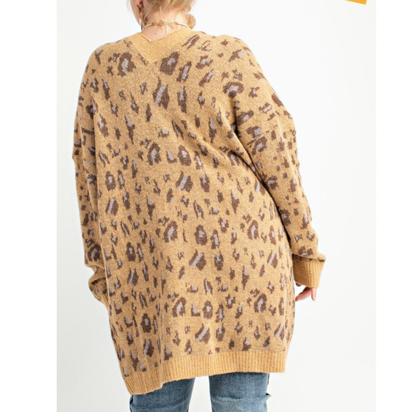 Women’s Open Front Animal Print Cardigan, Plus - Picture 4 of 4